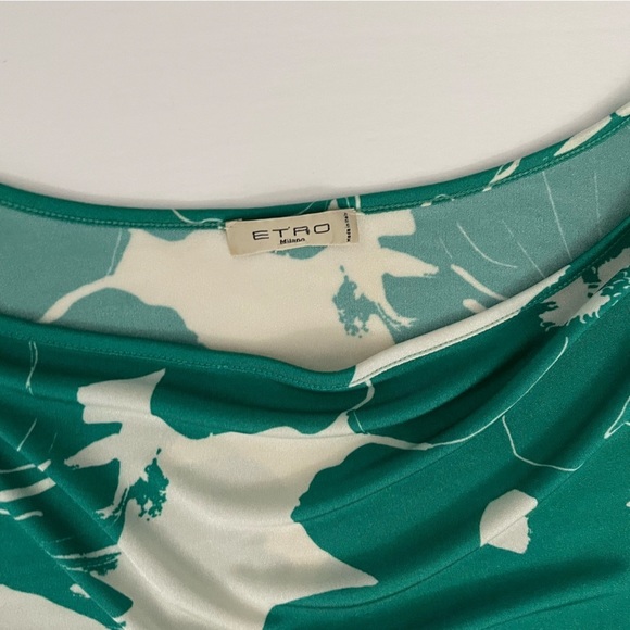 ETRO Green Purple Floral Abstract Printed 3/4 Sleeve Knee Length Dress - Picture 10 of 13